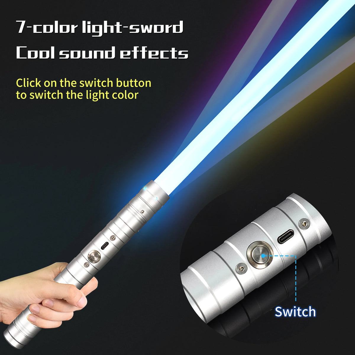 RGB Metal Lightsaber with 7 Color Modes and Sound Effects