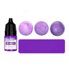 A bottle of purple liquid colorant with four round purple dye samples displayed on a white background.