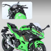A green 1:12 scale Ninja motorcycle diecast model with lights and sound.