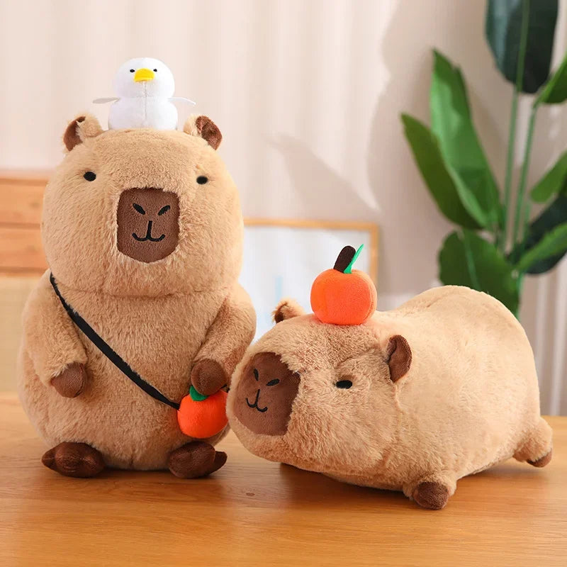Adorable Capybara Plush Toy with Cute Turtle Backpack