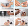 Step-by-step instructions showing how to install and use magnetic safety locks on a cabinet door.