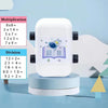 A white roller stamp for multiplication and division math practice is shown with examples on the side.
