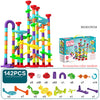 A set of colorful marble run building blocks and accessories for kids
