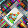 A collection of metallic glitter gel pens in various colors arranged on a white notepad and surrounding surfaces.