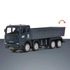 A dark gray pull-back container truck toy for kids with a cab and cargo box.
