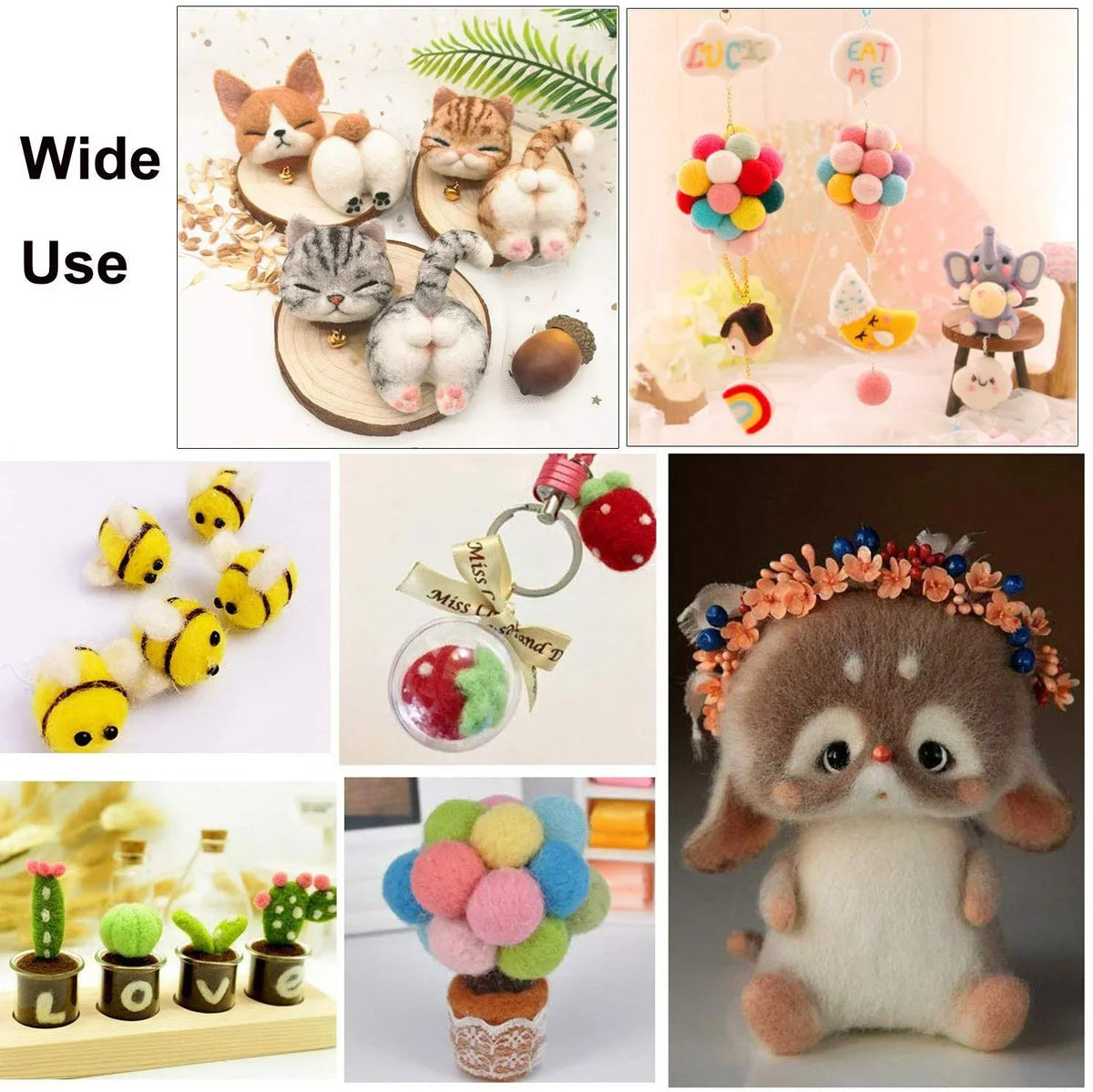 Colorful Needle Felting Starter Kit with Wool Roving and Tools