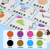 A set of matching letter and number cards featuring various categories like Animal, Nose, Plane, Green, Food, and Supplies.