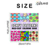 A colorful adult coloring book featuring bold easy coloring patterns with heart, flower, and geometric designs.