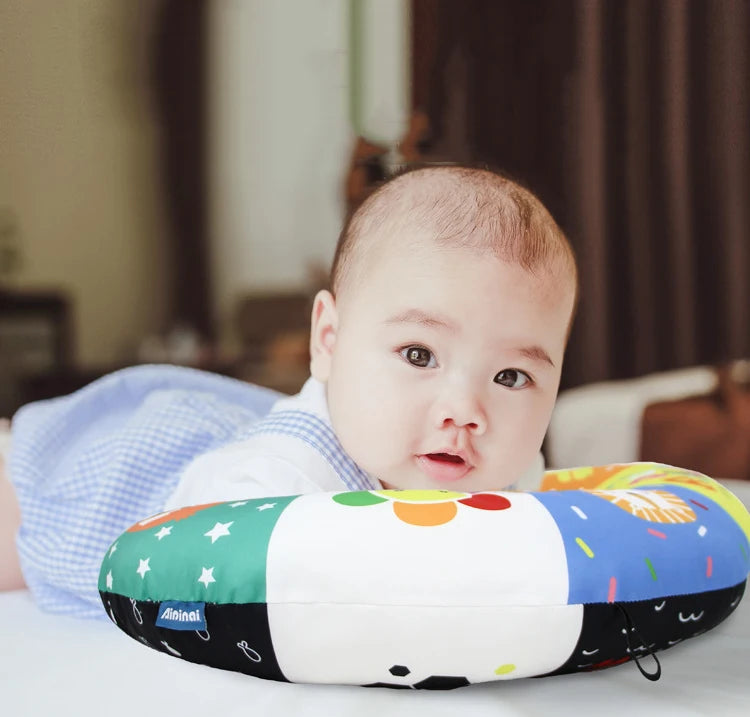 High-Contrast Tummy Time Pillow for Baby Sensory Development