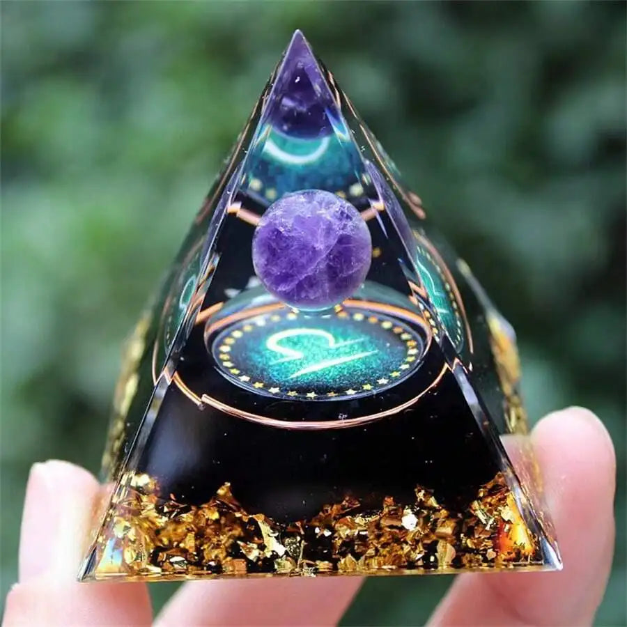 Zodiac Resin Pyramid Decoration with Crystal Ball