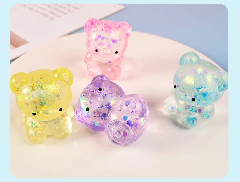 Glitter Gummy Bear Stress Relief Squishy Toy