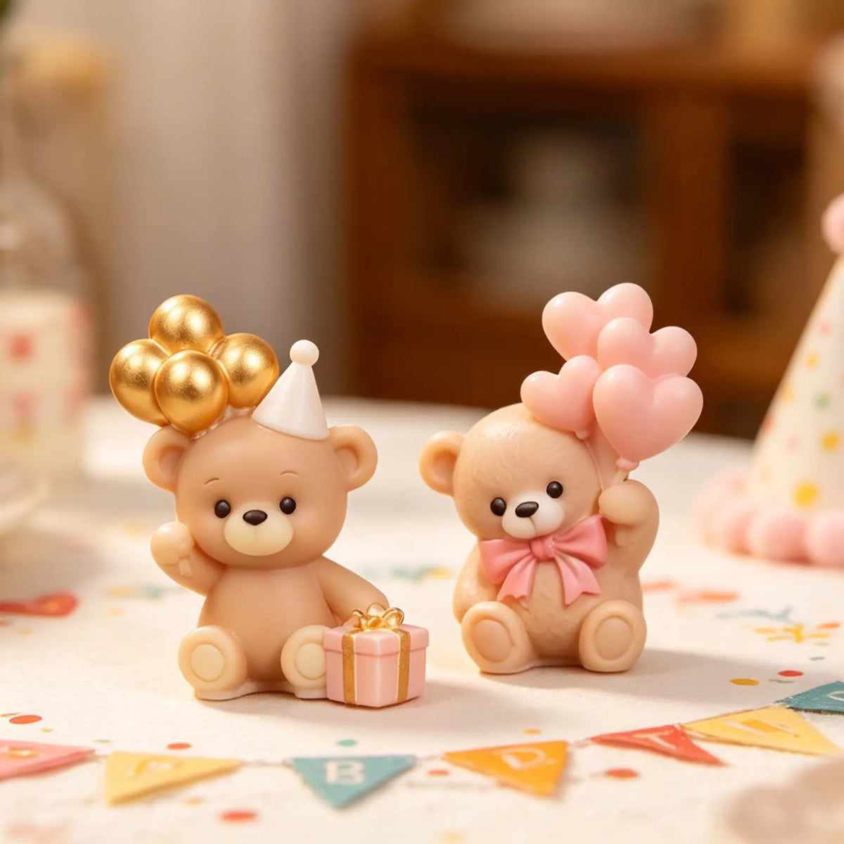 Heart-Shaped Balloon Bear Silicone Mold for Candles & Resin Crafts