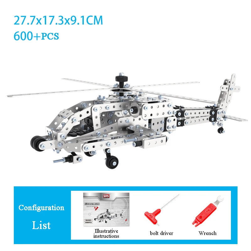Metal 3D Aircraft Model Building Kit with Screw Assembly
