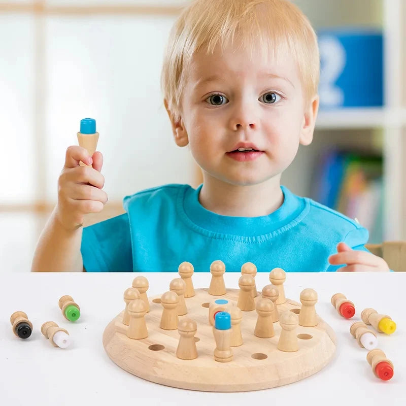 Wooden Color Memory Chess Game for Kids
