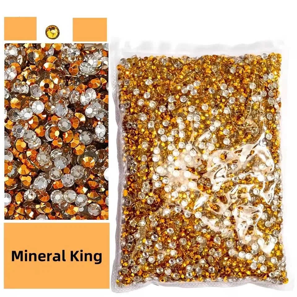 Bag of Mineral King gold and silver resin rhinestones for crafts and DIY projects