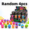 A collection of random squishy fidget toys featuring various colorful, emotional monster characters.