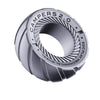 Silver magnetic fidget ring with etched text on the surface