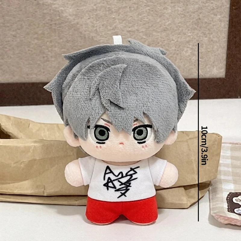 A plush keychain set featuring two characters, IVAN and TILL, with gray hair and red clothing.
