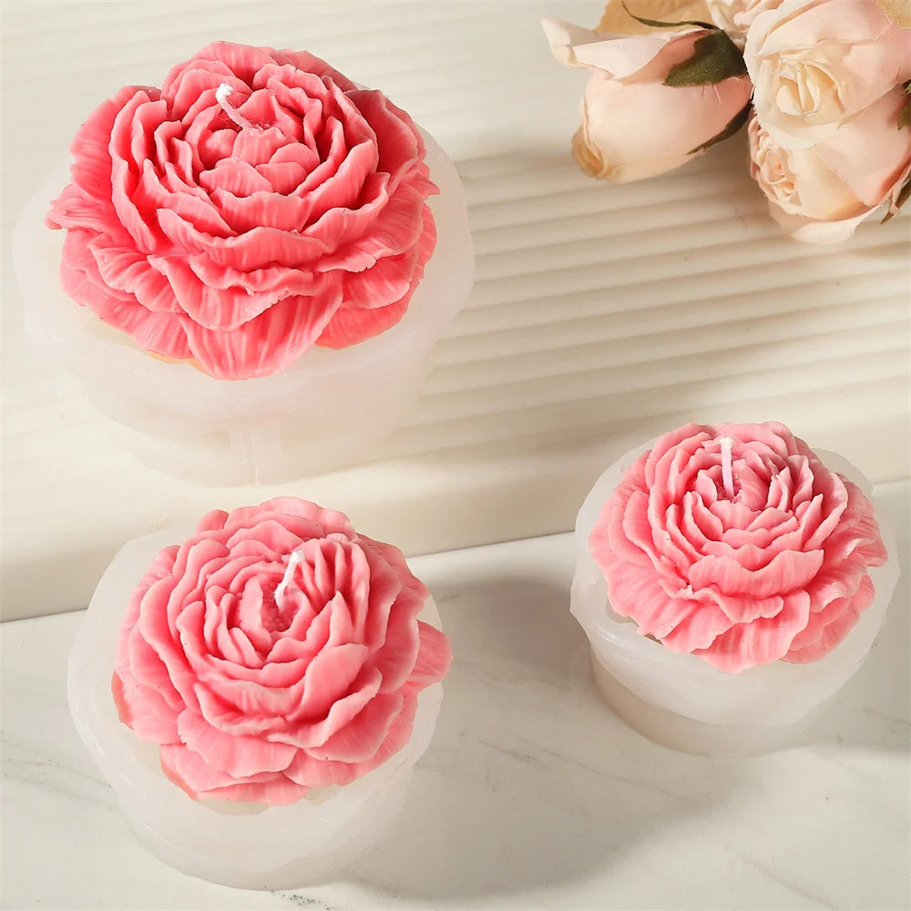 3D Peony Flower Silicone Mold for Candle, Resin & Soap Making