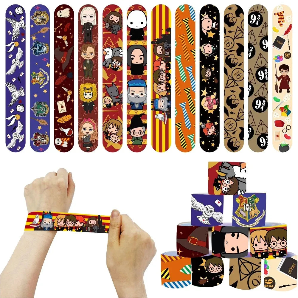 Cartoon Themed Kids Party Decoration Set with Face Stickers, Gift Bags & Slap Bracelets