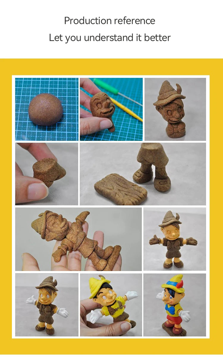 A collection of air-dry stone plastic clay sculptures showing various forms and textures.