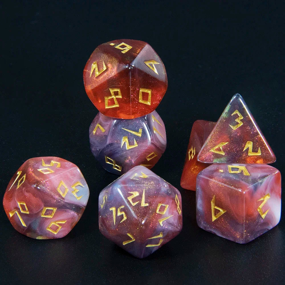 7-Piece Polyhedral Glitter Dice Set for Dungeons & Dragons