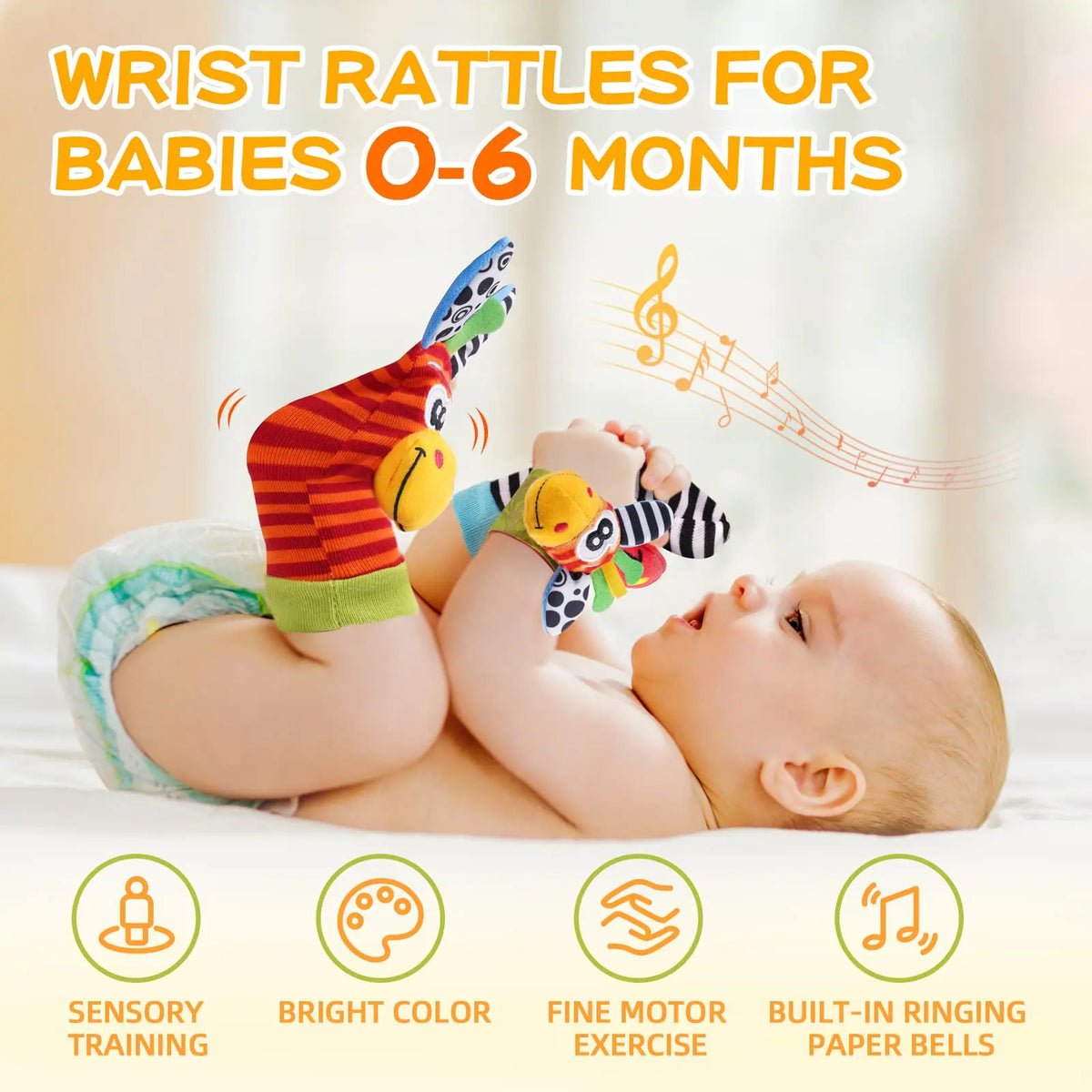 Baby Wrist Rattles and Foot Finder Socks Set
