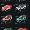 A collection of small alloy RC cars and a white camping trailer are displayed for detailed information.