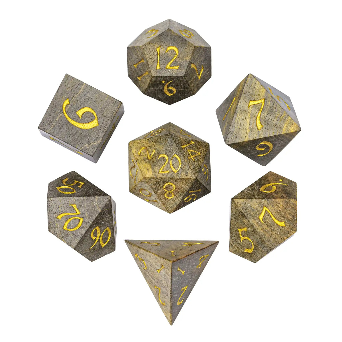 Wooden Polyhedral Dice Set for Tabletop RPGs