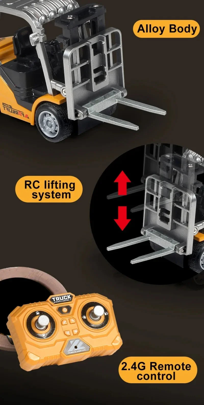 1:64 Scale Remote Control Engineering Vehicle with Lights and Sounds