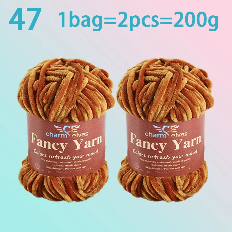 Chenille Velvet Yarn 2-Pack – Soft & Warm for Knitting and Crochet