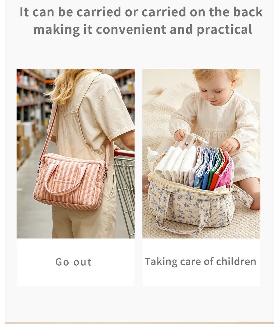 Quilted Maternity Diaper Bag with Crossbody Strap