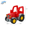 A red city traffic vehicle building block truck with large wheels and a raised cab.