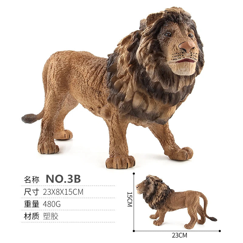Realistic Wild Animal Figures - Leopard, Tiger, Lion, Elephant, Zebra Set