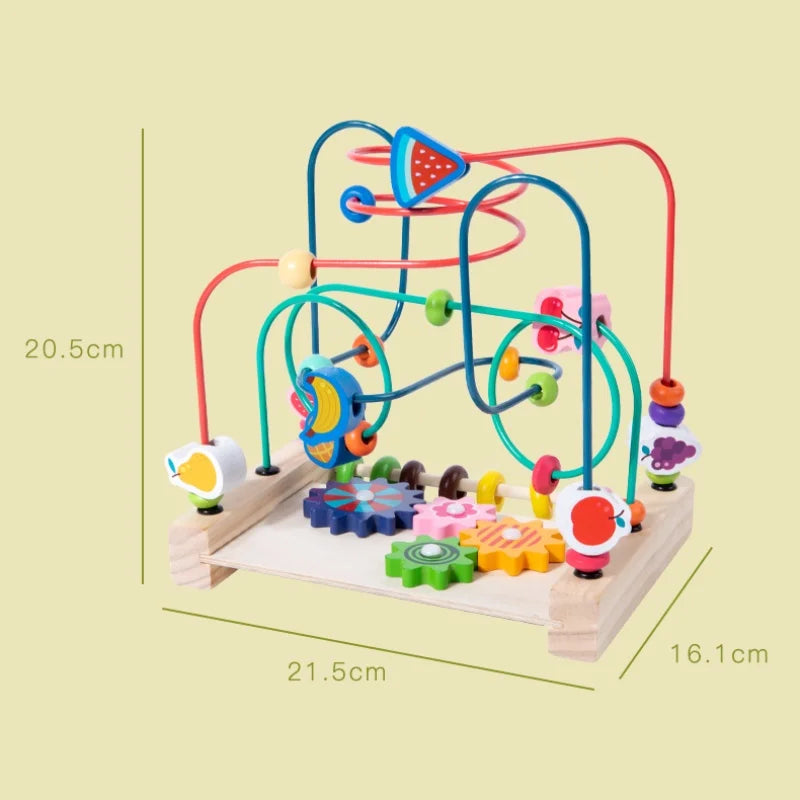 Wooden Bead Maze Roller Coaster with Abacus for Toddlers