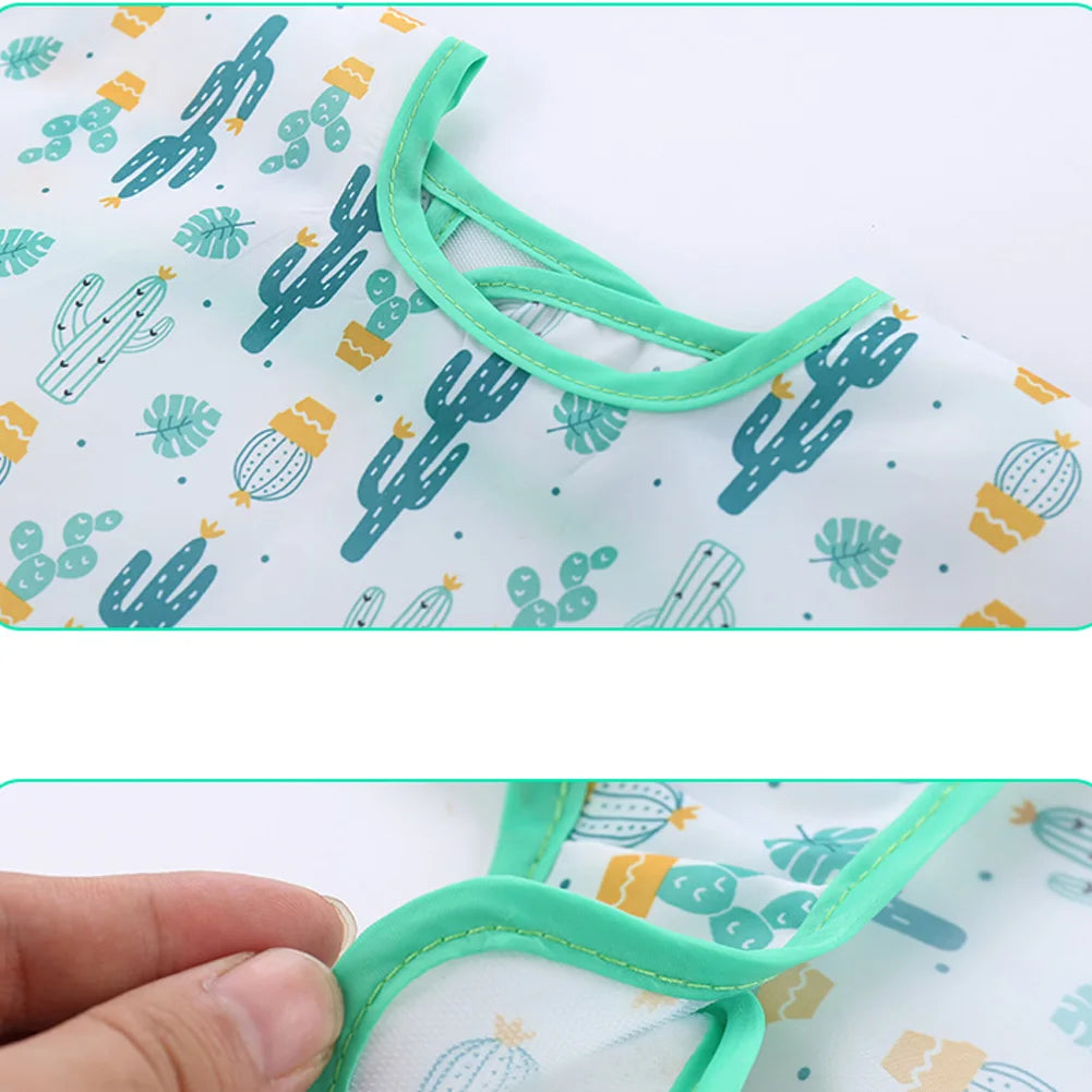 Waterproof Long-Sleeve Baby Bib with Art Smock Design