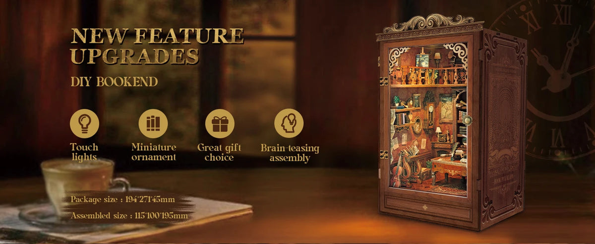 DIY Book Nook Shelf Insert Kit - Time Book House with Lights