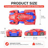 Compact red and blue remote control stunt car designed for indoor and outdoor fun