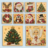 A collection of Christmas-themed pearl diamond painting art featuring Santa, reindeer, and a decorated Christmas tree.