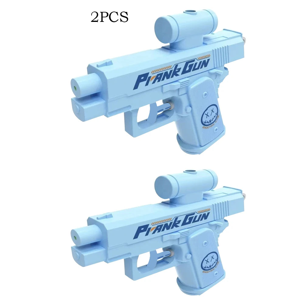 Two pieces of light blue prank gun toy water guns for summer fun