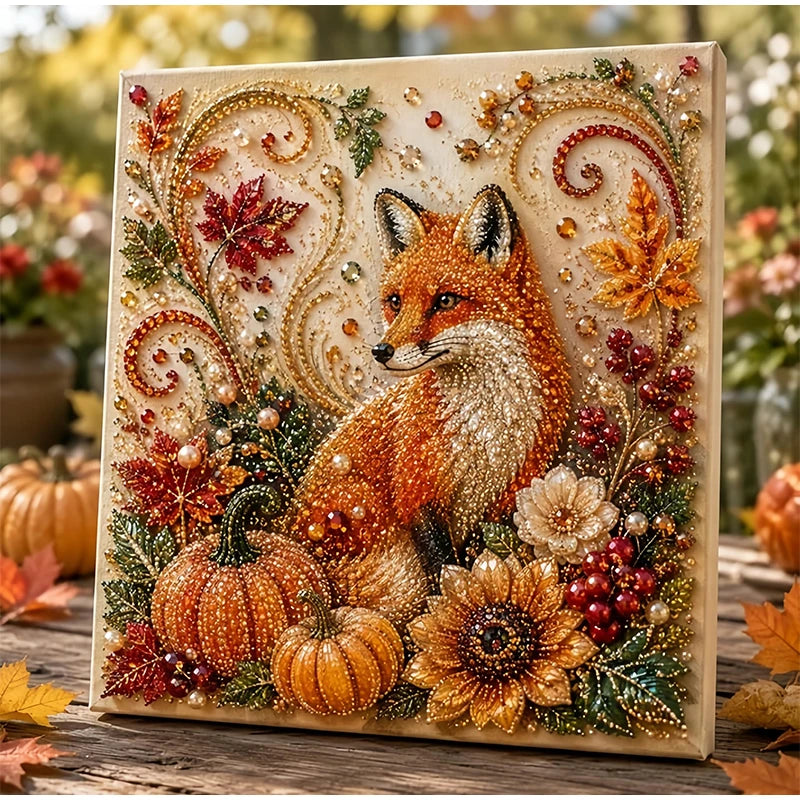 Autumn Pumpkin 5D Pearl Painting Kit with Frame