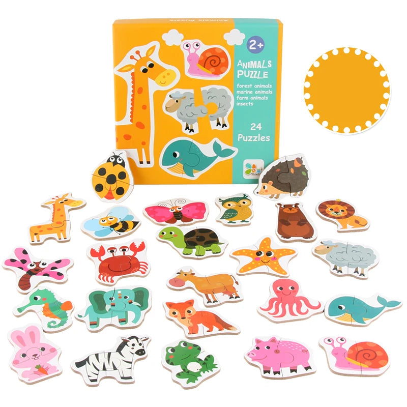 Wooden Jigsaw Matching Puzzle – Animal, Fruit & Traffic Themed Learning Toy for Toddlers