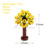 A set of 42 yellow Hydrangea tree building blocks with a brown stem.