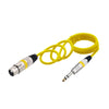 Yellow professional XLR to 6.35mm audio cable with a connector tip