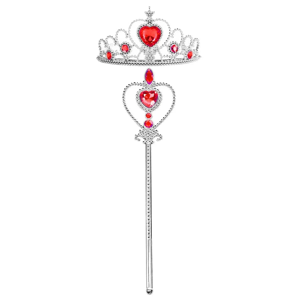A silver and red royal princess dress-up playset featuring a crown and wand.