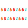 A set of colorful animal racing cars in various colors and shapes arranged in a row.