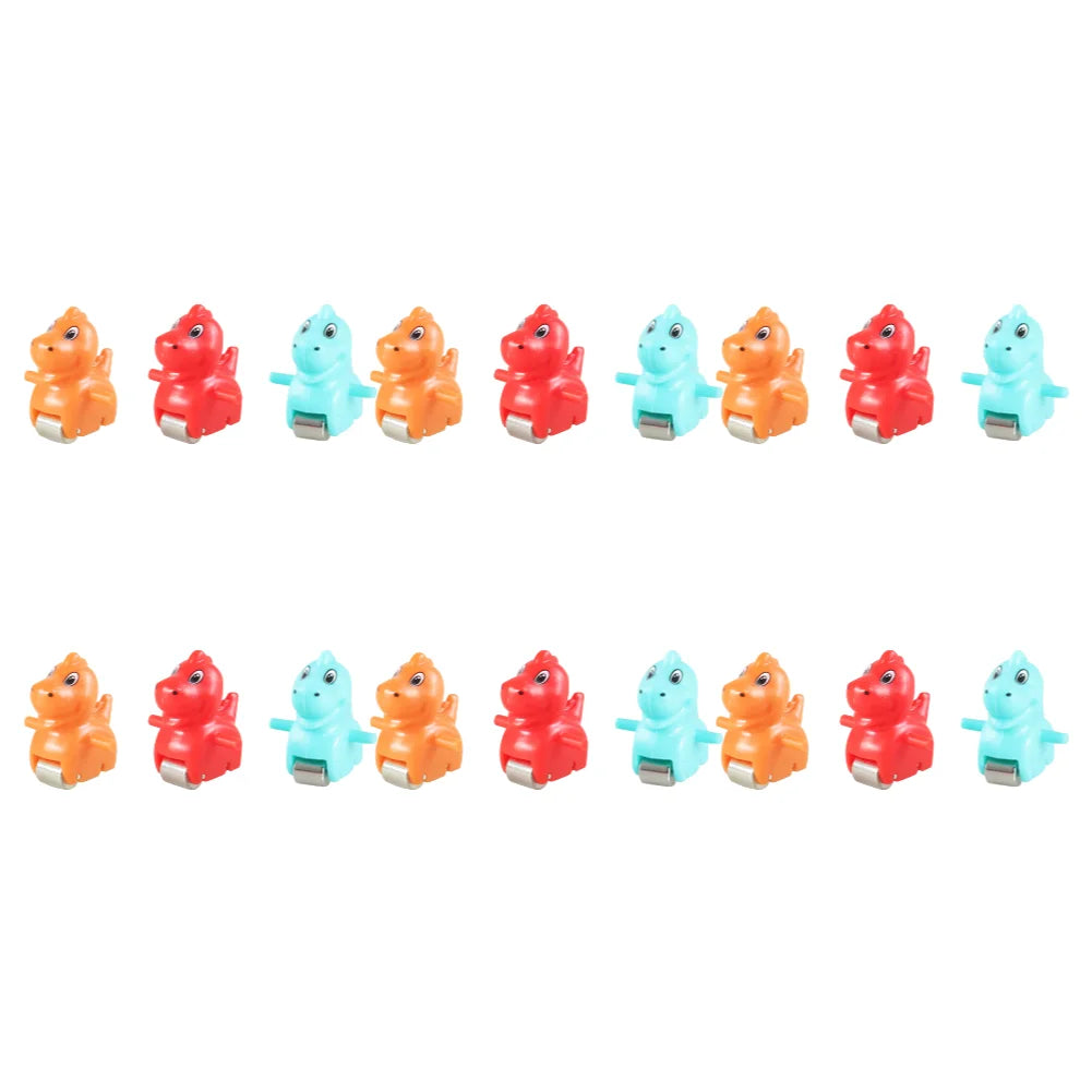 A set of colorful animal racing cars in various colors and shapes arranged in a row.