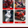 A collection of various model kits and miniatures including a red tank, a female figure, a white statue, and a Ducati motorcy