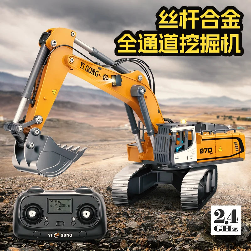 Alloy & Plastic Remote Control Excavator Engineering Toy
