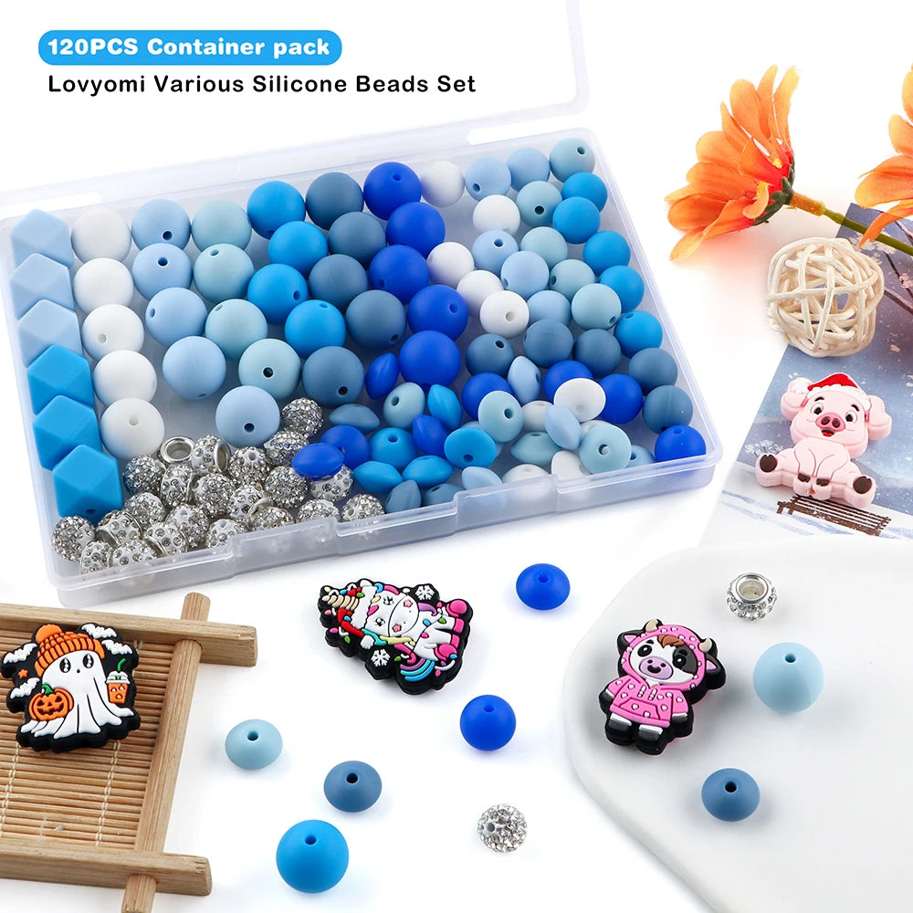 Silicone Beads Variety Pack for Jewelry Making – 120 Pieces